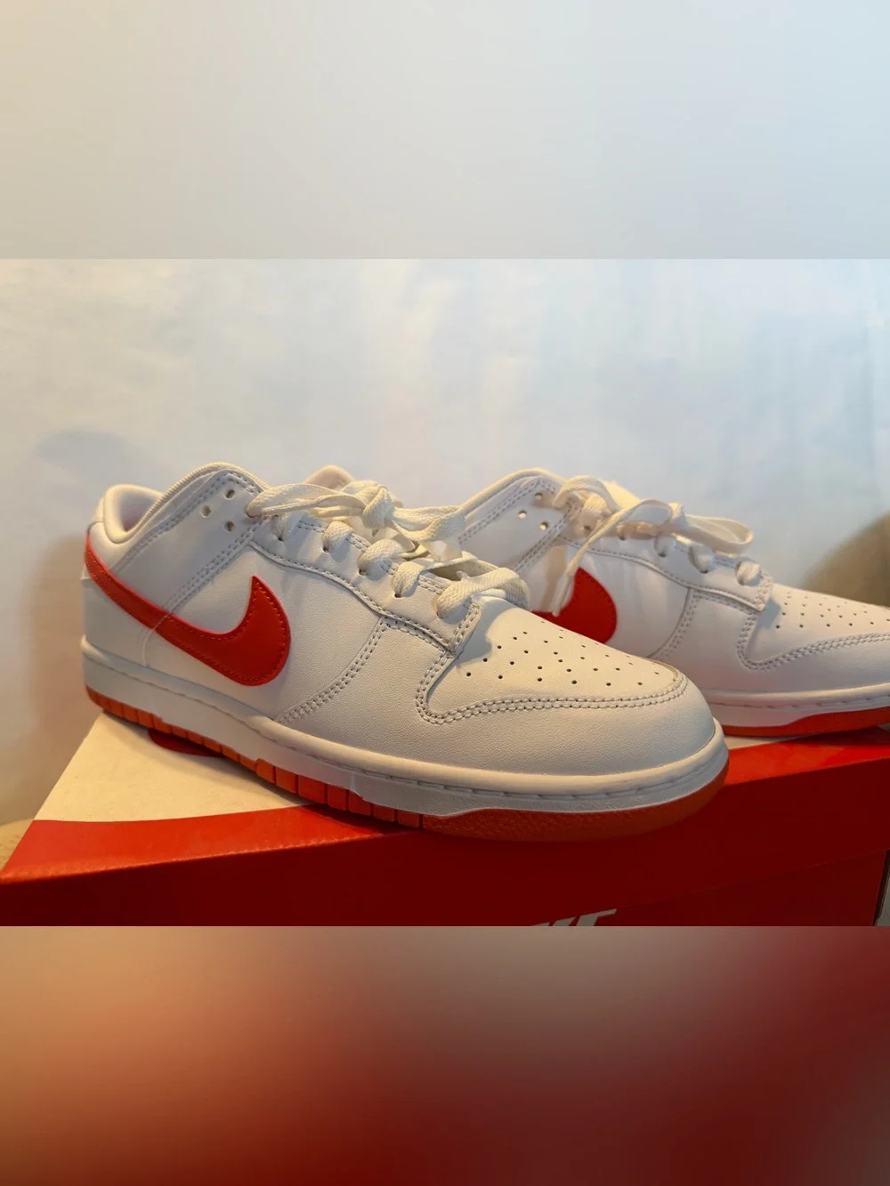 Nike Dunk Low Retro White with Orange Swoosh - Picture 6 of 6
